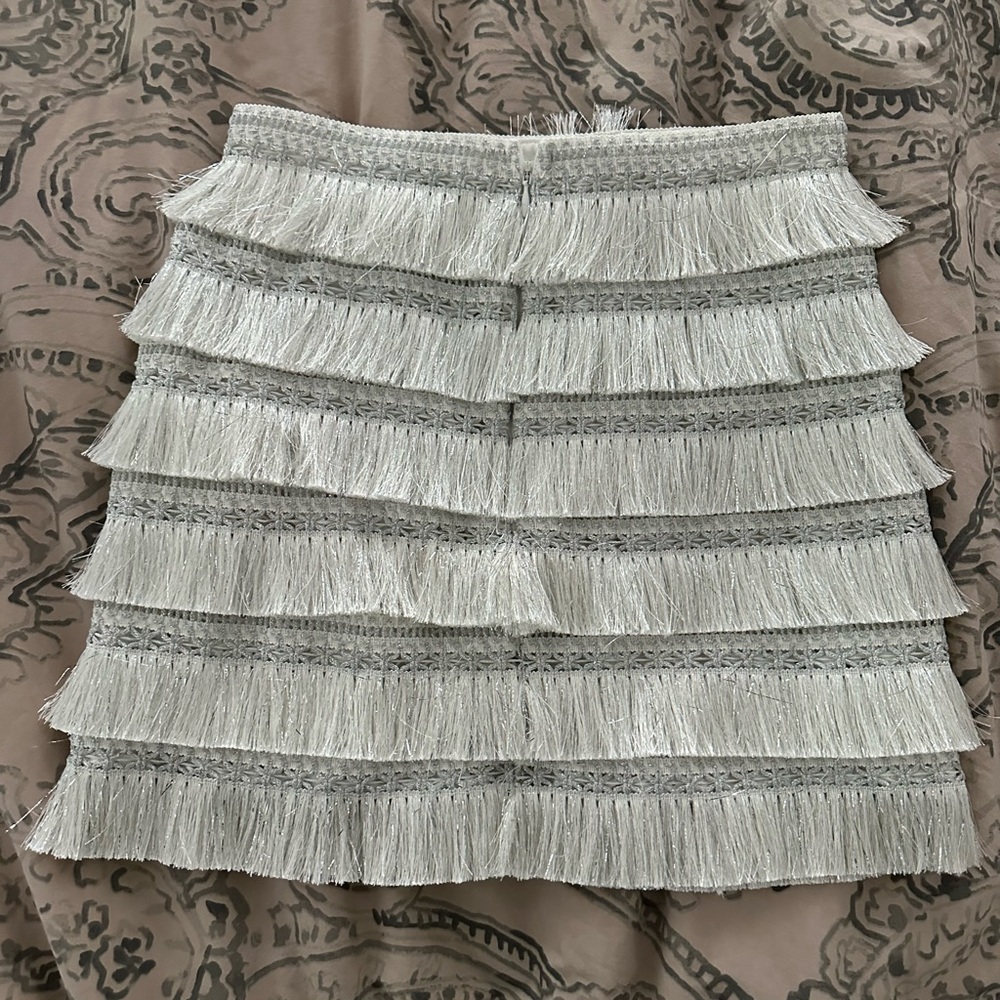 PatBO White Fringe Crop Top & Mini Skirt Set - Picture 10 of 13